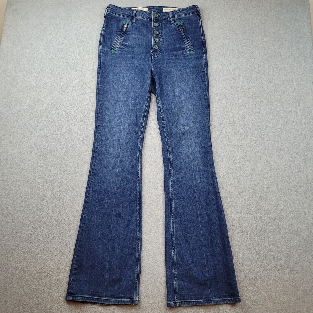 Pilcro and the Letterpress Jeans Women 29 High Rise Trouser Bootcut Blue 29x31.5